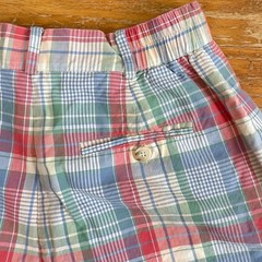 Vintage High Waist Colorful Plaid Short Size XS 25-26″ Waist 90s Talbots Cotton
