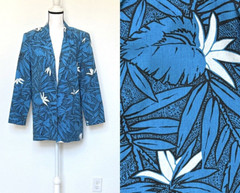 1980s Tropical Print Cotton Blend Blazer