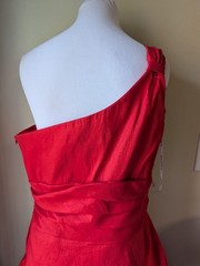 Vintage 90s Masquerade One-Shoulder Red Cocktail Dress with Rosette Detail