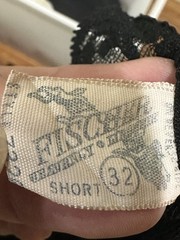 Vintage Fischer Lingerie Black Slip Dress Slip Sz 32 Short Lace Nylon Polyester