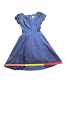 1960s Carol Craig Dress VTG Midi Tea Cocktail Day Sz 14 BLUE New Look Petticoat