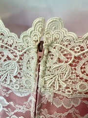 Vintage 70s 80s Pink Lace Romantic Formal prom coquette party Dress USA XS XXS