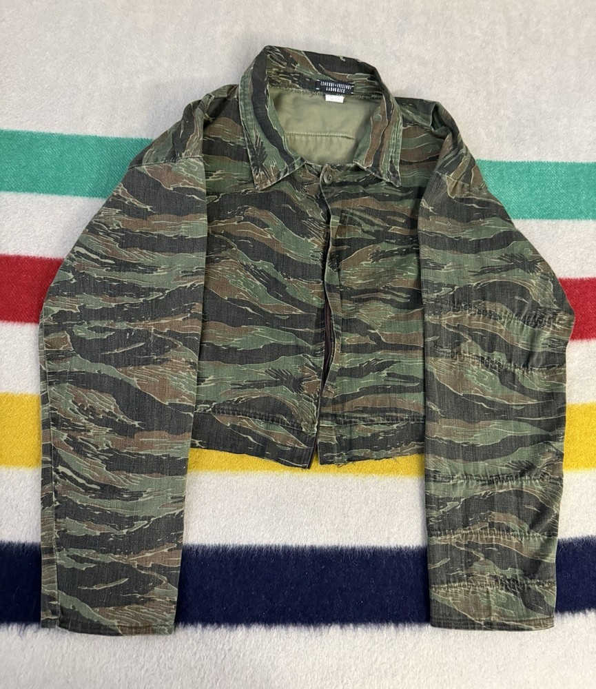 Vintage 70s 80s All Cotton Tiger Stripe Vietnam War Detroit Cropped Jacket