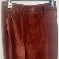 Vintage René Lezard Brown Velvet Trousers Straight Leg Made in Germany Sz 34