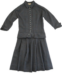 vtg BEN REIG drop waist wool dress fits M Glen Plaid