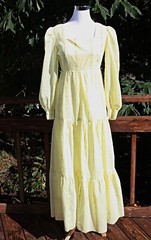 VTG 70’s Custom Made Hippie / BOHO Maxi Dress Long Sl. Yellow / Floral SZ. S #09