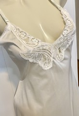 Sexy Sissy Vintage Soft Nylon White Lace Trim Lingerie Full Slip 36
