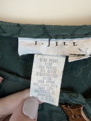 Vintage J. Jill Women’s Hunter Green Wood Buttoned Cardigan Floral Vine S Folk
