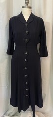 1940s Vintage Scallop Detail Dress Ann Gray Bust up to 43″
