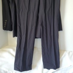 Vtg GUCCI Dark Blue Lana Vergine Fleece Wool Pantsuit Wm Sz 44 Tailored DAMAGED