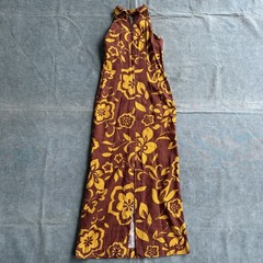 VTG Hawaiiana Aloha Collared Dress Tiki Tropical Hawaiian Bark Cloth Size XS