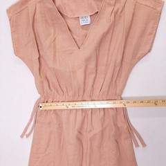 Vintage Family Fashions by Avon Pink V-Neck Elastic Waist Dress Size 11/12 20199