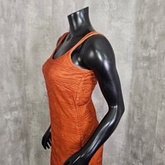 Vintage Y2K Shape FX Newport News Orange Textured Bodycon Maxi Dress Womens M