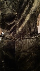 Vtg Scarlett Green Crushed Velvet Fitted Cocktail Dress 7/8 Mock Neck STUNNING