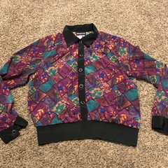 vtg notations womene size 12 button up blouse polyester purple shirt b5