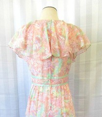 Vintage 1970s Maxi Dress by Camela Gown Semi Sheer Cape Capelet 36 37 M Wings