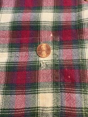 VTG 1990s Cabin Creek Plaid Flannel Shirt Green Pink Petite M Corduroy Collar