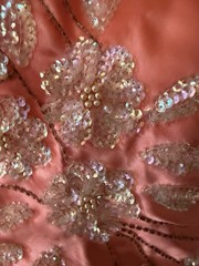 Vintage 1940s Pink Satin Net Sequin Original Harlene Design Ballgown Gown Dress