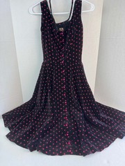 1940’s Lanz Original Black Velvet Fit & Flare Party Dress Pin Up SMALL 4-6 Women