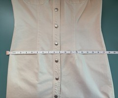 Vintage 1990s Guess Jeans Cream Denim Sleeveless Bodycon Snap Front Dress Size 9