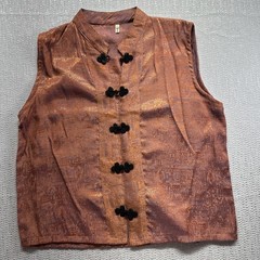 Asian Silk Vest Size Medium Men’s? Frog Closures Thailand, Gold And Blue.