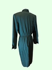Vintage 80’s Forest Green Retro button up career business dress size medium