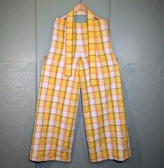 Vintage 60s 70s Handmade Women’s With Xtra Wide Leg Yellow Plaid Pants