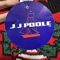 JJ Poole Ugly Christmas Sweater Size M Glitter Stocking Ornaments Vtg 1980s NEW