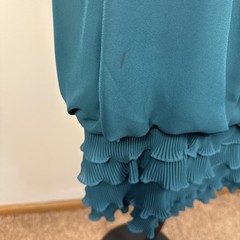 VTG Chez of California By Tandy Emerald Green Mermaid Ruffle Dress Sz 14W GUC