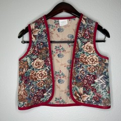 Vintage 70s Two Piece Cottage Floral Prairie Vest Dress Set | Size XXS/XS