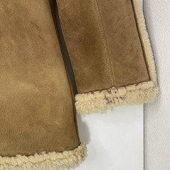 Vintage Sheepskin Shearling Wool Coat Womens Size In Photos Button Up Jacket
