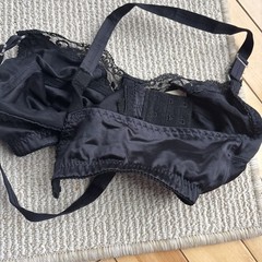 Vintage The Lovable Company Bra 36B Black Satin Polyester Wireless Bra