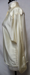 CHUAS Size Sz 14 Vintage Satin cream button down top blouse collared