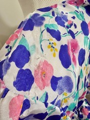 Vintage 80s Exposé California Floral Peplum Dress with Puff Sleeves