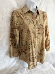 VTG 90s Ralph Lauren Women’s Button Down Shirt Medium Paisley Earth Tone Elegant