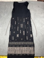 Vintage Maxi Dress 10 Tribal Hieroglyphics Egyptian Boho First Option Aztec USA