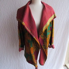 Vintage Nordstrom Womens Colorful Cotton Ric-Rac Gold Reversible Jacket L