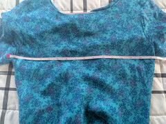 David Warren Petite Silk Floral Midi Dress Teal Purple Cutout Back Size 6P
