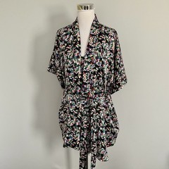 VTG Lingerie Short Nightie/Cami With Matching Gown Black Floral SM Laura Adam’s