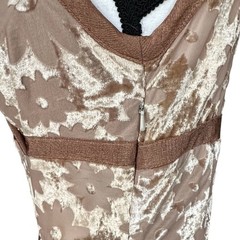 SISON Vintage Tan/Brown Floral Burnout Velvet Mini Dress 70s Style Y2K Fairycore