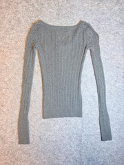 VTG Y2K Hollister Cable Knit Henley Gray Sweater Women’s Sz XS Bella Swan Elena