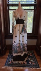 Vtg 60/70 Prairie Bohemian Semi Sheer Lace Gunne Sax Style Flare Sleeves Dress S