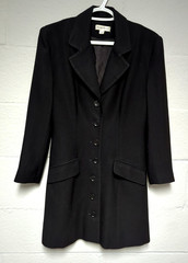 Vintage Bebe Black Crepe Coat Dress Size 4 Professional 90s Y2K Corpcore