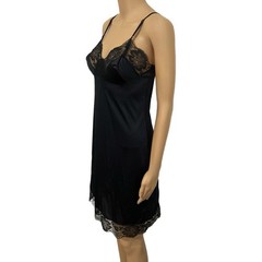 Vintage Kayser Lingerie Dress Womens 70s Black Intimate Lace Slip – 32 Short