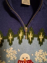 Vintage 1990s Timberlea Blue Christmas Snowman Ugly Christmas Sweater XL
