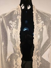 VICTORIAN 19TH C HAND MADE LACE LONG STOLE W RICH FLORAL DESIGNS FOR DRESS