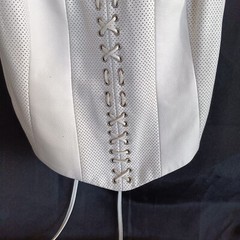 VTG 80s Ezza Michael Hoban Leather Bustier Corset Halter Crop Top Sz 6