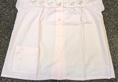 Vintage Katz Pink Embroidered Floral Button Up Top Pants Long PJs Pajamas Set