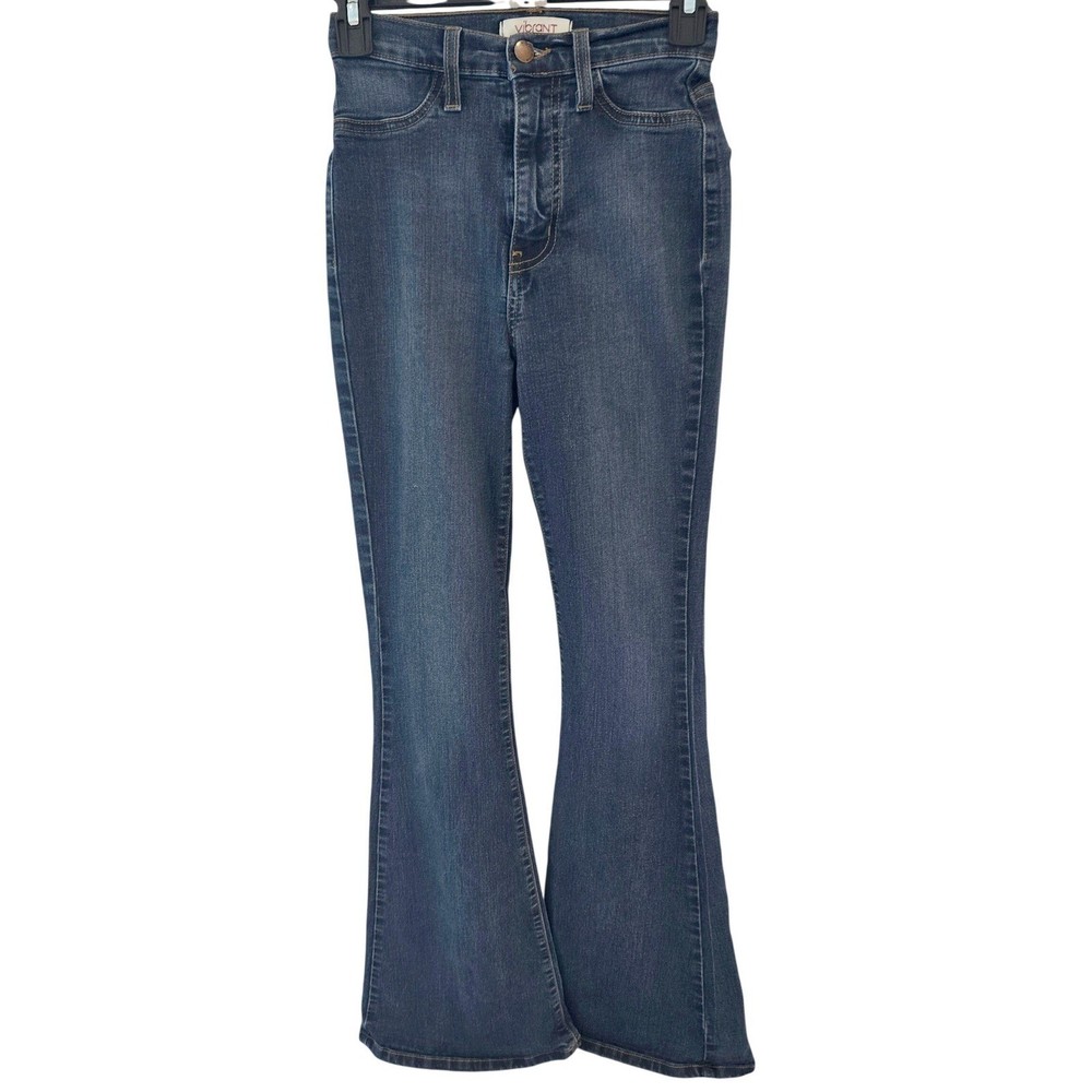 Vibrant MIU Tall Bell Flare High Rise Jeans Dark Wash Size 1 W24 Retro Stretch