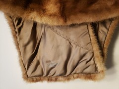 Feuer Furs Chicago Custom Mink Fur Caplet Wrap Shawl Jacket with Satin Cherries